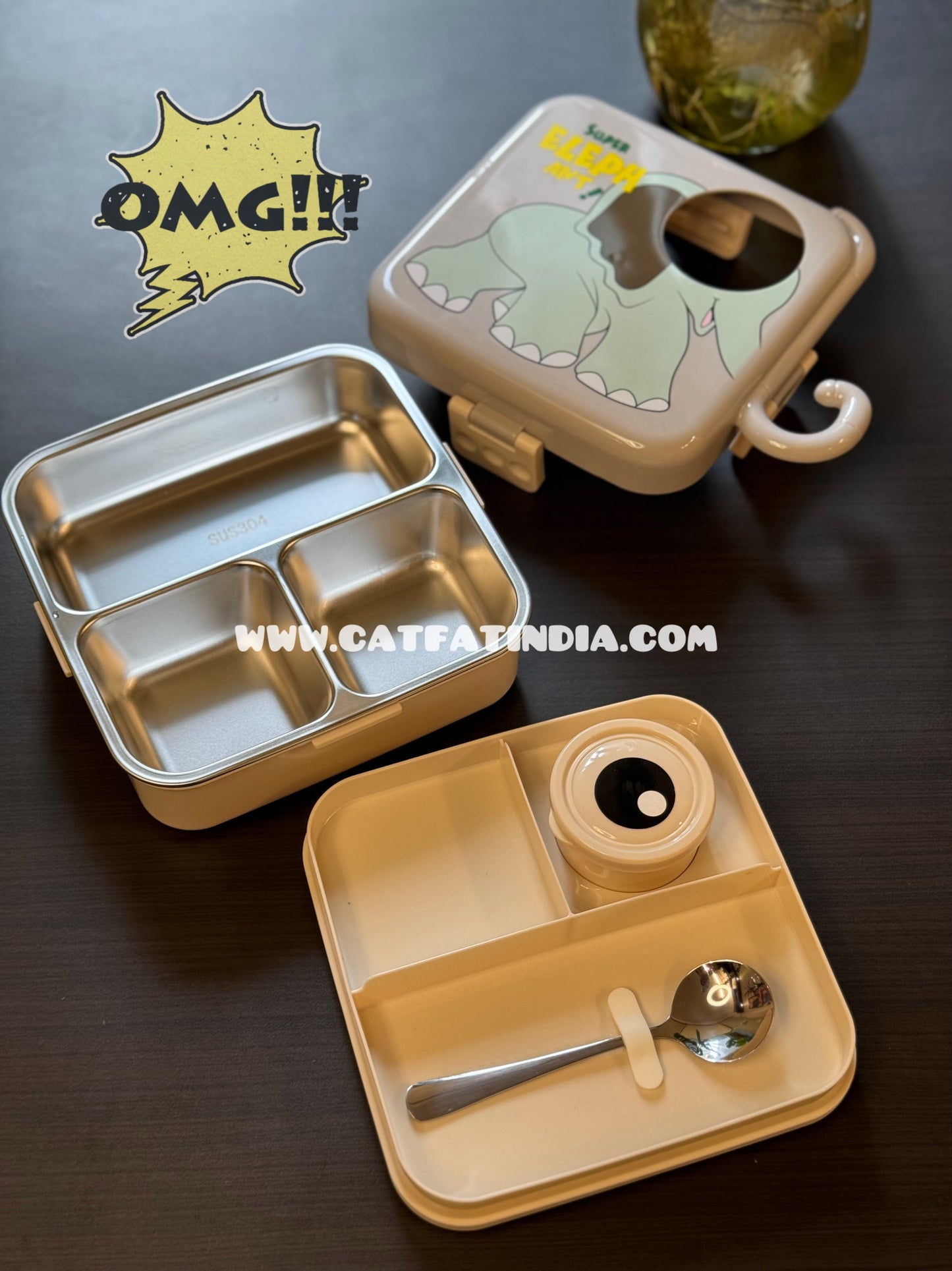 Kids Carnival Double Decker Stainless Steel Bento Box